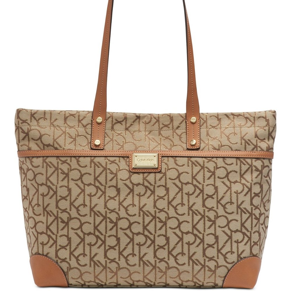 SOLD! Calvin Klein Teodora Jacquard Signature Tote - Picture 3 of 9